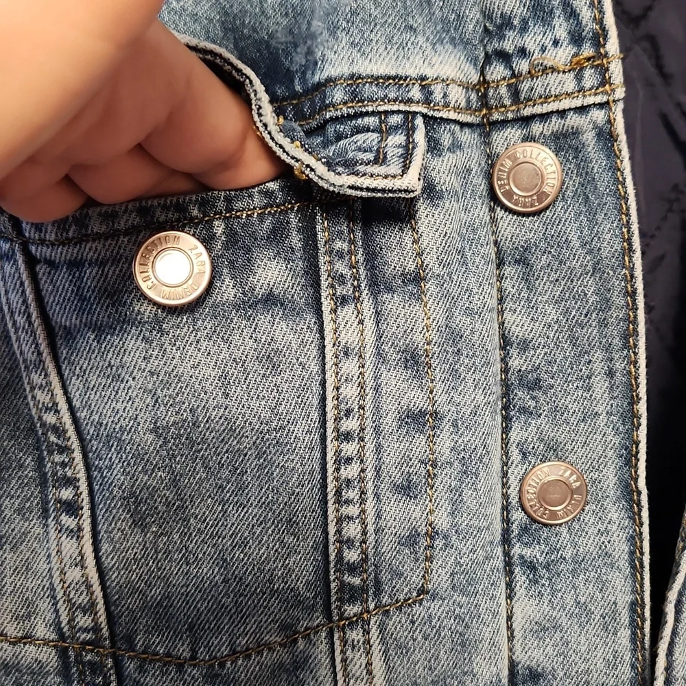 Zara boys denim button-up insulated jacket sz 10